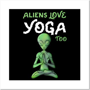 Cute Yoga Alien Posters and Art